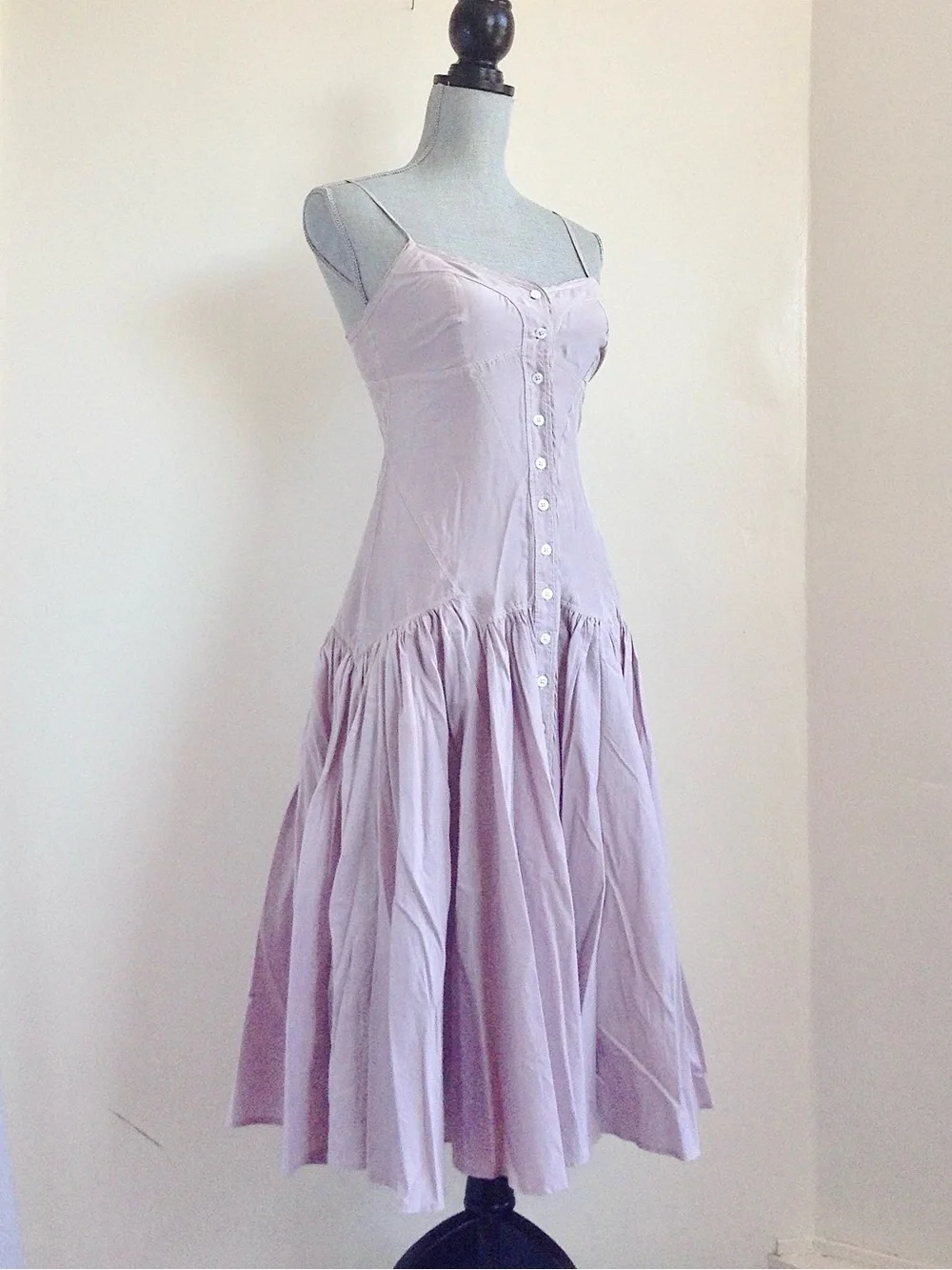 Armani Exchange Archival Lavender Silk Cotton Midi Dress 4 Wedding Guest Summer - Picture 2 of 12